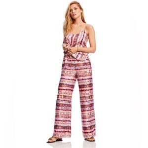 Fuchsia High Rise Wide Leg Pants Small Flowy Statement Trousers Bold Pink